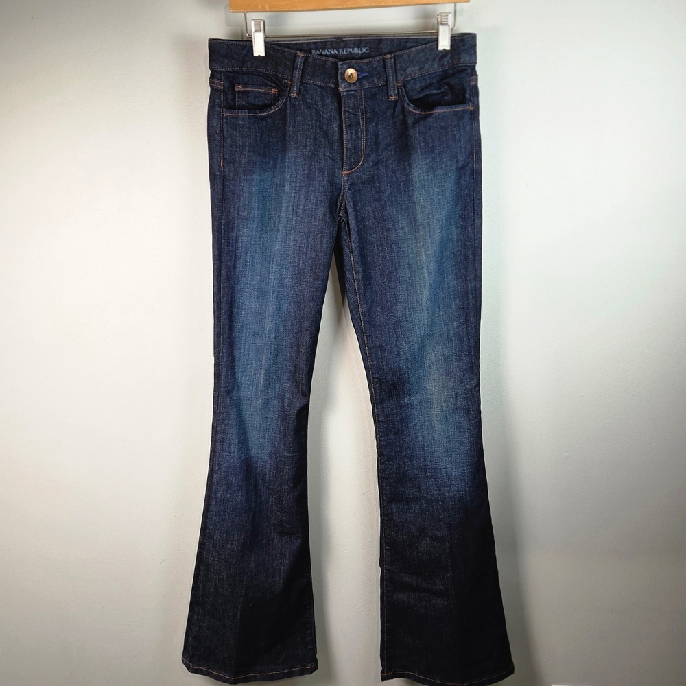 Banana Republic Flare Jeans Womens 28 Dark Wash Excellent Stretch Denim Pants
